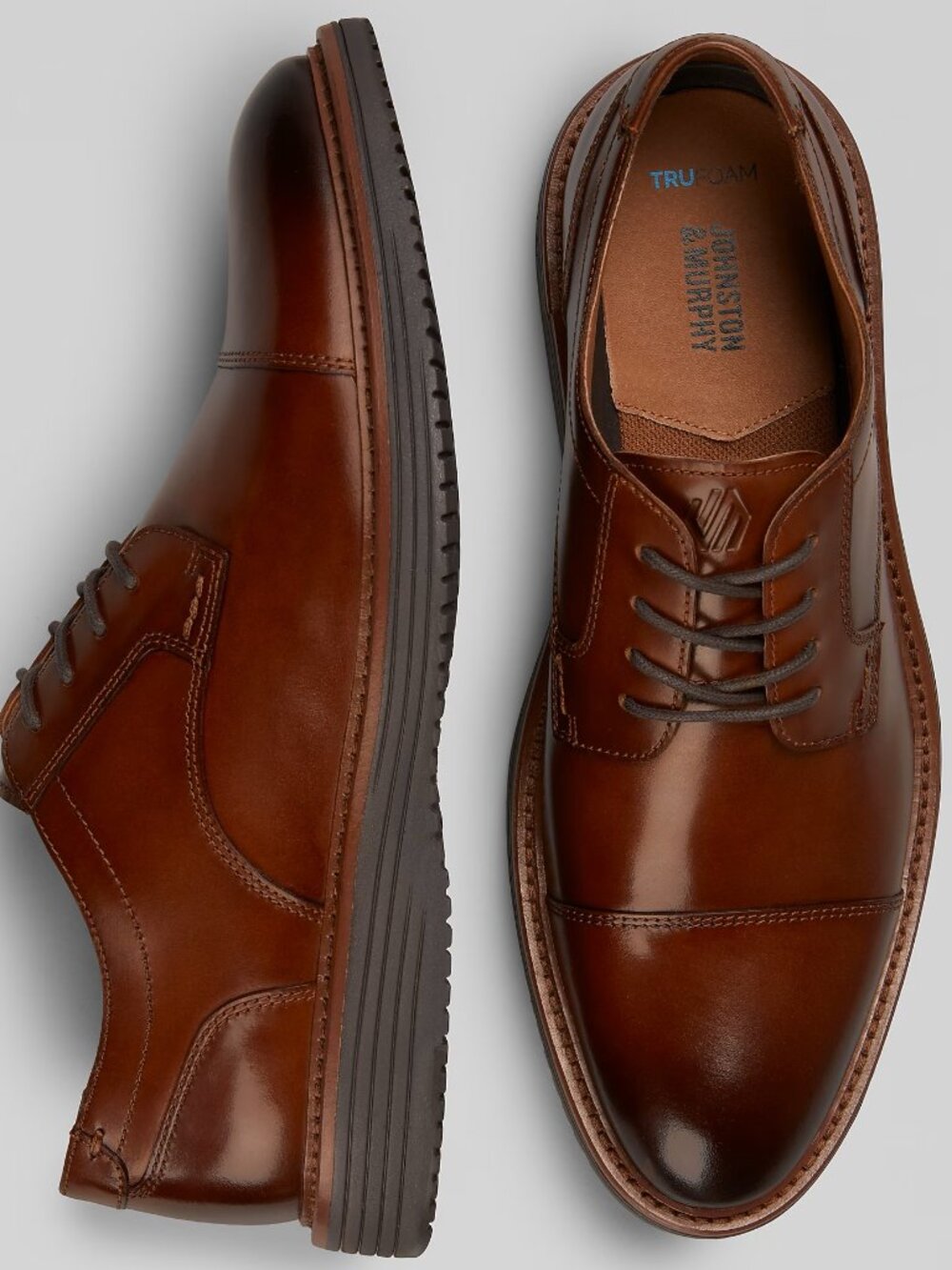 Johnston & Murphy Men's Hodges Cap Toe Full Grain Leather Lace Up Dress Oxfords